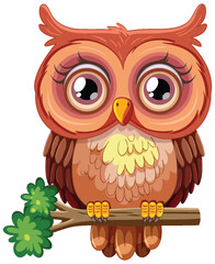 Colorful vector illustration of a cartoon owl