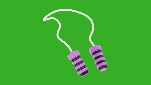 3d animation of skipping rope with green screen background