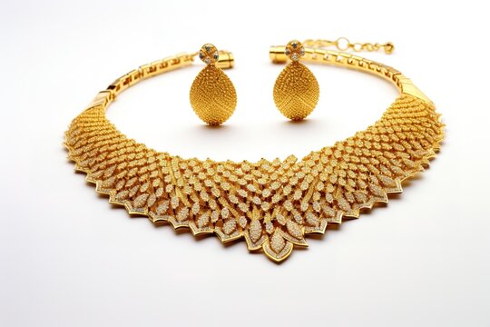 Wedding gold necklace with earrings 