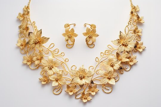 Wedding gold necklace with earrings 