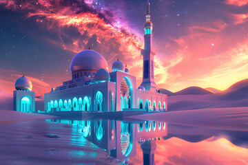 Mosque in the night.  - obrazy, fototapety, plakaty