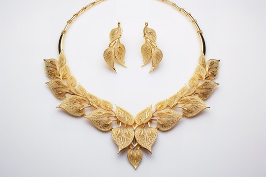 Wedding gold necklace with earrings 
