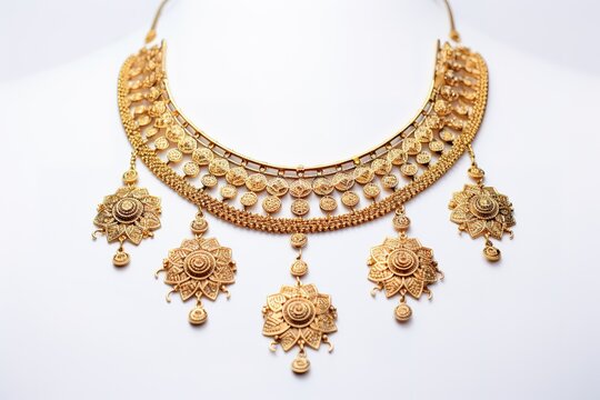 Wedding gold necklace with earrings 