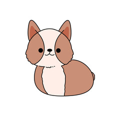 A cute cartoon dog with a big smile on its face. It is sitting on a white background