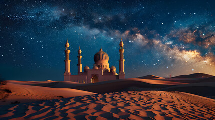 Mosque in the night.  - obrazy, fototapety, plakaty