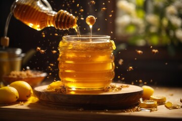 Honey from bee hives is good for health - obrazy, fototapety, plakaty