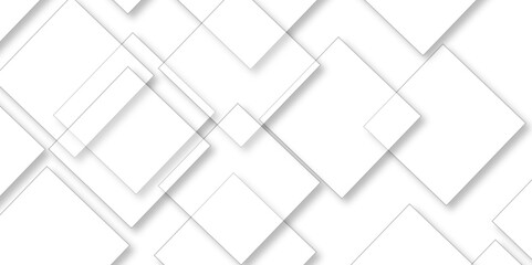 White geometric overlapping square pattern. Vector illustration technology background with shadow. Modern minimal and clean white background with realistic line. light silver background modern design - obrazy, fototapety, plakaty