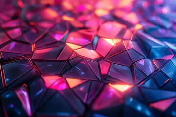 Abstract digital illustration with glowing mosaic and bright colors. create geometric shapes cutting edge style Suitable for wallpaper or website design.	 - obrazy, fototapety, plakaty
