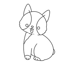 A cartoon cat with a tongue sticking out. The cat is sitting on its back legs and looking at the camera