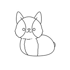 Obraz premium A cartoon cat is sitting on a white background. The cat is smiling and has a cute expression