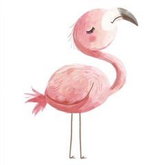 Naklejka premium Pink flamingo art illustration