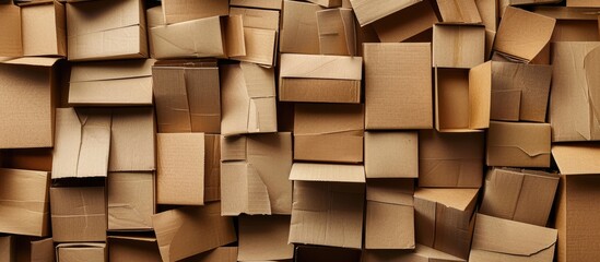 Many brown cardboard boxes with space for text.
