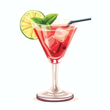 Cocktail with garnish icon image cartoon vector ill