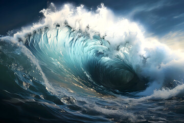 ocean shore wave closeup. surfing on the sea wave