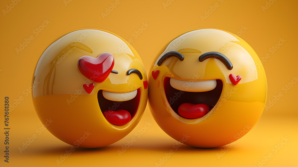 Poster emoji 3d in love emoticon.