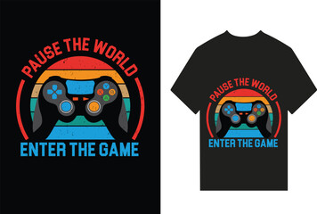 Free vector trendy t-shirt design featuring gaming vintage typography and lettering.