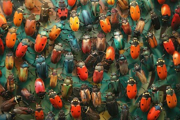 Insect swarms  Ethnographic Art Dynamic Holiday and Seasonal Themes - obrazy, fototapety, plakaty