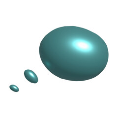 Digital Rendering of Three Teal Spheres in Varying Sizes Floating Freely