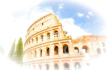 Postcard with the Colosseum in Roma