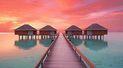 Imagine maldives overwater bungalows crystal clear waters vibrant coral reefs