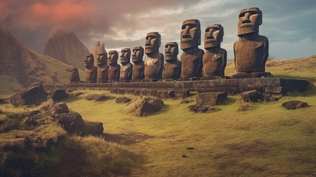 Imagine easter island chile mysterious moai statues remote volcanic island