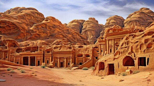 The petra jordan ancient city rock cut architecture desert canyons