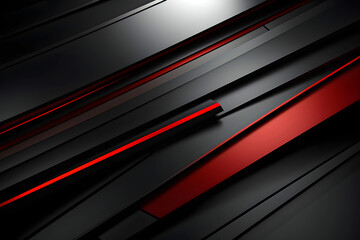 Abstract rendering of brushed color metal surface. Reflective surface. background geometric texture. voluminous black and red panels