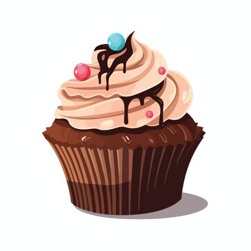 Cupcake with frosting icon image cartoon vector 