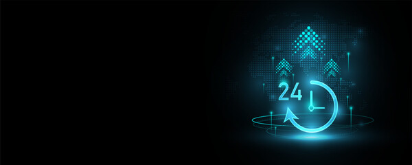 Technology background image of work concept racing against time Banner design, advertising media