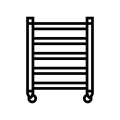 shelving restaurant equipment line icon vector. shelving restaurant equipment sign. isolated contour symbol black illustration