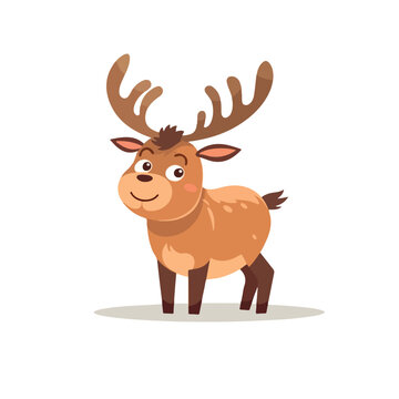 Cute elk vector illustration. Flat design. cartoon