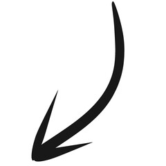 Hand drawn arrow transparent background, Brushstroke arrow design element. 