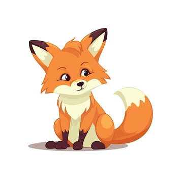 Cute fox icon cartoon vector illustration isolated
