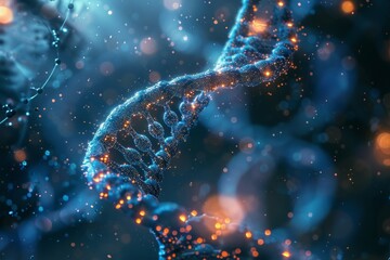 Biotechnology research on a molecular level samples under a microscope with digital analysis