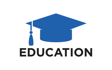 Graduation hat cap icons. Academic cap. Graduation student blue cap and diploma design template
