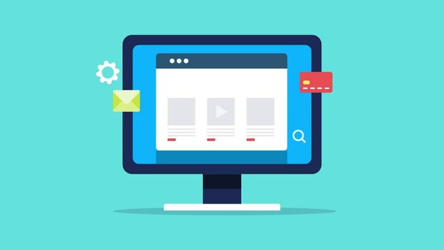 Selling online courses, training certificate on internet, digital learning e-business display multiple courses on website page, education business conceptual video animation.