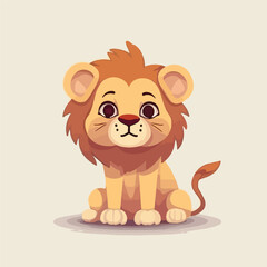 Cute lion cartoon cartoon vector illustration 