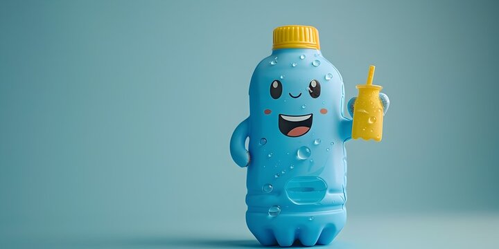 A happy and hydrated water bottle character taking a cheerful selfie with a thumbs up gesture