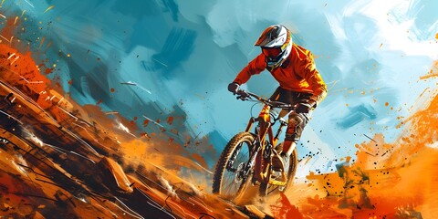 Daring Mountain Biker Conquering Rugged Terrain with Passion and Skill Capturing the Thrill of Off Road Adventure