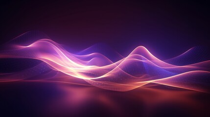 Abstract futuristic background with purple and gold glowing neon moving high speed wave lines and bokeh lights. Visualization of sound waves. Data transfer concept. Fantastic wallpaper
