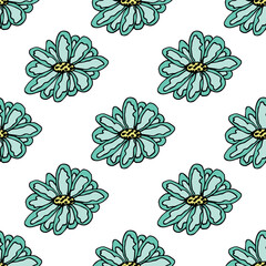Fototapeta premium Summer seamless pattern with flowers doodle for decorative print, wrapping paper, greeting cards, wallpaper and fabric