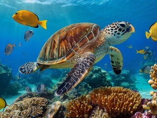 Obraz premium turtle underwater world 2