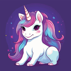 Cute littl unicorn cartoon cartoon vector illustration