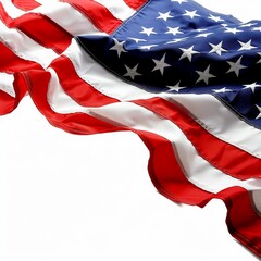 Close Up of American Flag on White Background