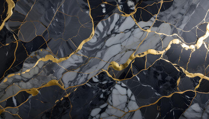 Marble with shiny black and golden lines. Background from marble stone texture for design. For design art work.