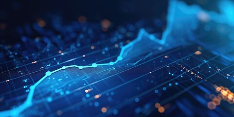 Financial graph on a blue dynamic background.