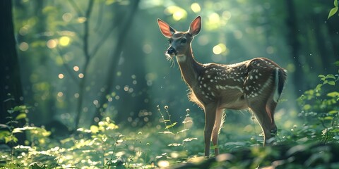 Graceful Deer Stepping Softly Through the Enchanting Forest Landscape