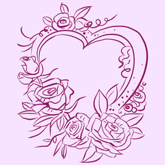 heart with floral ornament vector for card decoration illustration