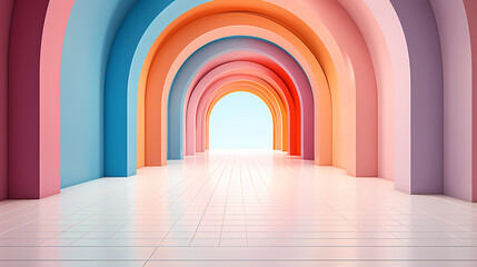 Product display presentation on colorful geometric shapes background