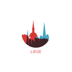 Liege cityscape skyline city panorama vector flat modern logo icon. Belgium emblem idea with landmarks and building silhouettes